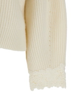 TwinSet White Embroidered Sweater With V-neck In Wool Blend Woman