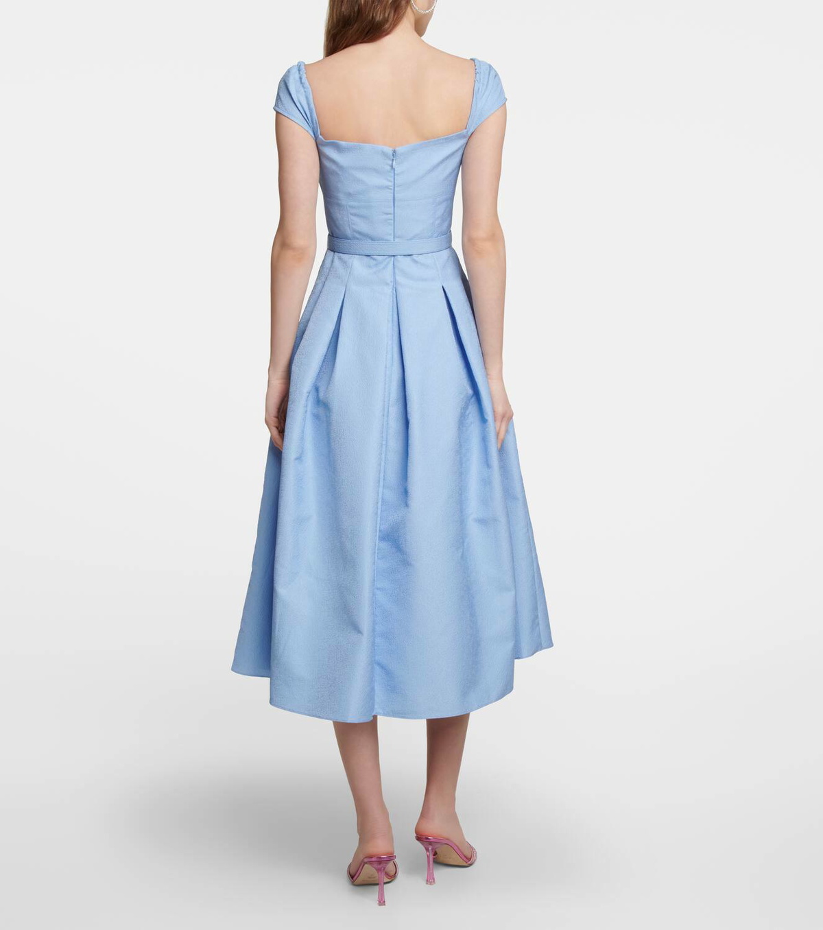 Self-Portrait Pleated taffeta midi dress Self-Portrait
