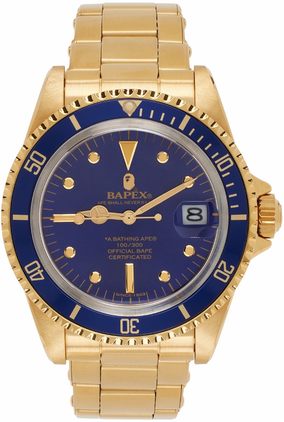 Photo: BAPE Gold & Navy Classic Type 1 Watch