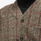 Universal Works Men's Check Bari Fleece Cardigan in Brown