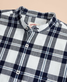 Brooks Brothers Men's Plaid Indigo Band Collar Sport Shirt | Navy