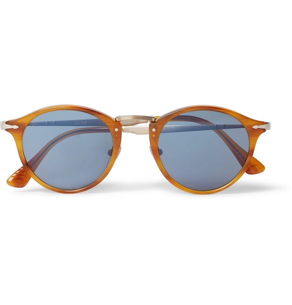 Persol Round Frame Tortoiseshell Acetate And Gold Tone Sunglasses Brown Persol 5053