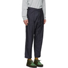 Beams Plus Navy Pleated Sateen Trousers