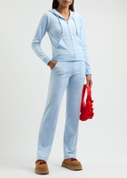 Juicy Couture Del Ray Logo Velour Sweatpants Light Blue