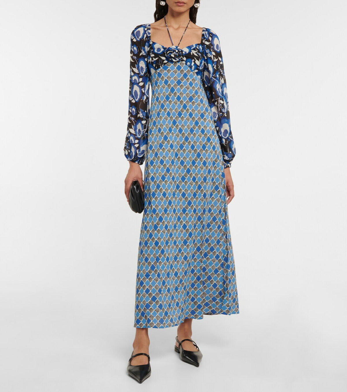 Rixo Jeanie printed halterneck midi dress