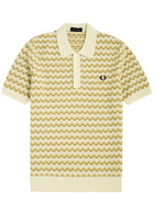 Fred Perry Striped Bouclé-knit Polo Shirt Cream