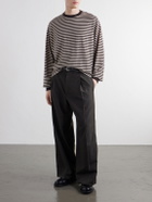 Kaptain Sunshine - Striped Wool-Jersey T-Shirt - Brown