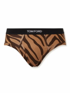 TOM FORD - Zebra-Print Stretch-Cotton Jersey Briefs - Brown