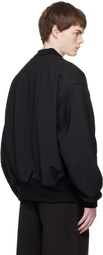 Entire Studios Black Broad Wool Bomber Jacket