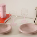HAY Tint Wine Glass - Set of 2 in Clear/Jade Light Pink 