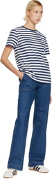 A.P.C. White & Navy Standard 'A.P.C. Brodé' T-shirt