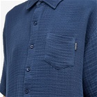 Daily Paper Men's Enzi Seersucker Short Sleeve Shirt in Pageant Blue