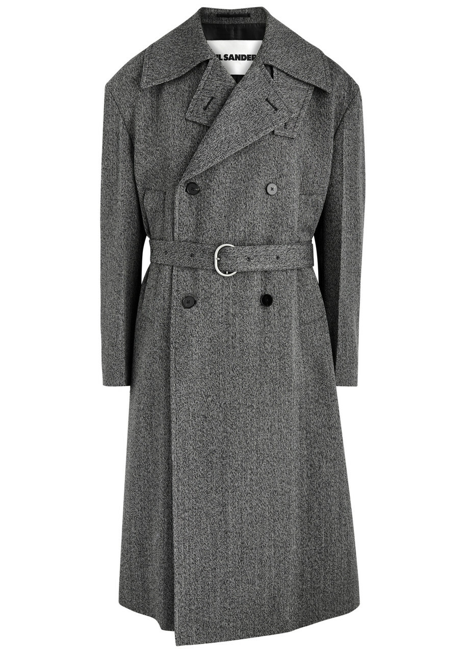 Jil Sander Belted Double-breasted Wool Coat Dark Grey Jil Sander
