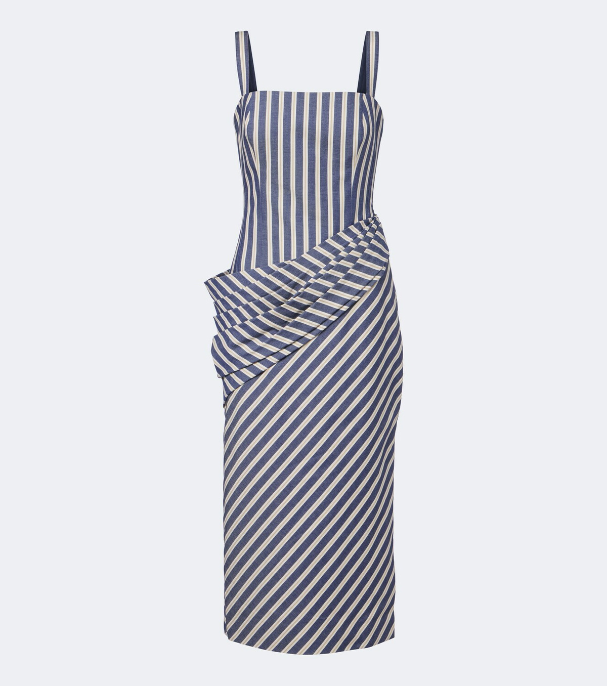 Carolina Herrera Striped draped cotton cocktail dress