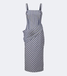 Carolina Herrera Striped draped cotton cocktail dress