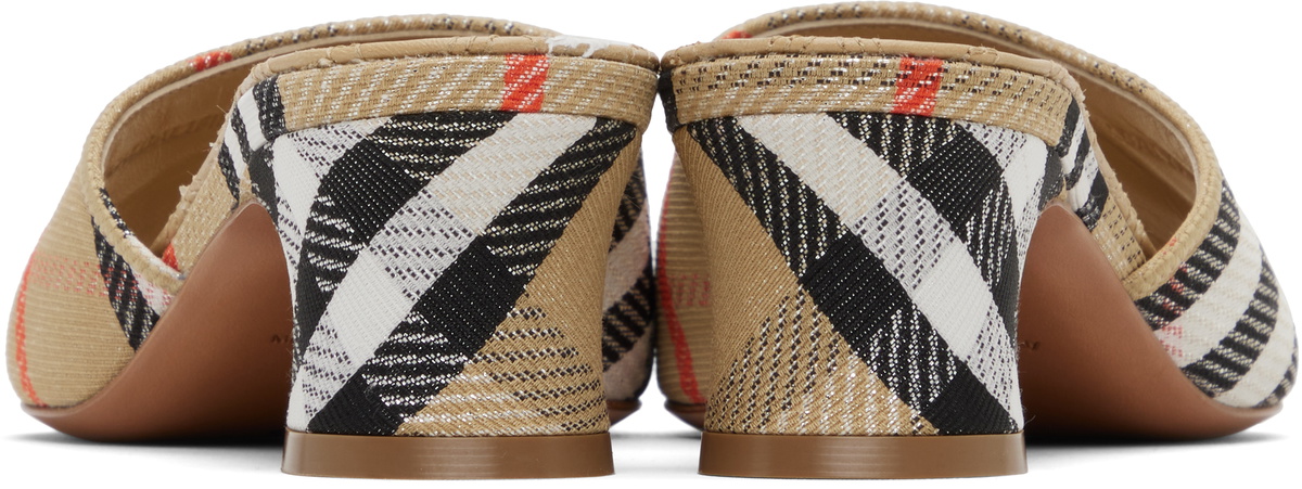 Burberry Tan Check Sloane Mule Heeled Sandals