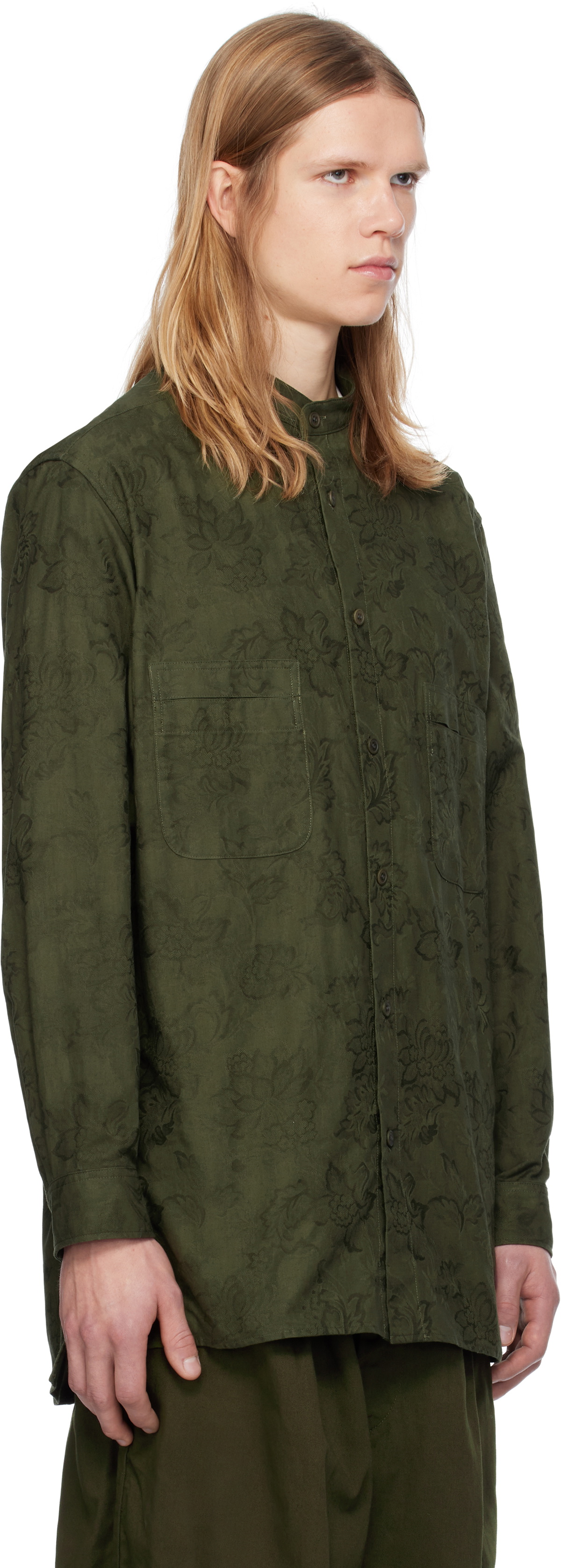Y's For Men Khaki Flower Jacquard Shirt