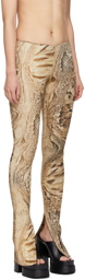 Blumarine Beige & Brown Snake Leggings