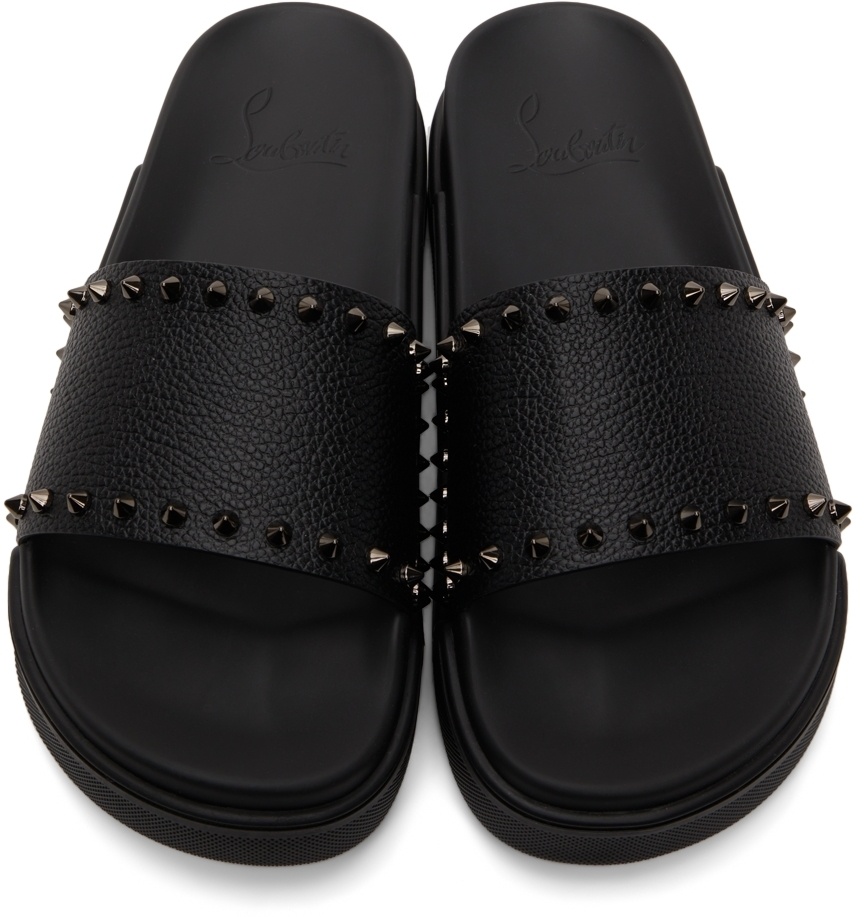 Christian Louboutin Hot Cross Espadrille Slide Sandal in Black for