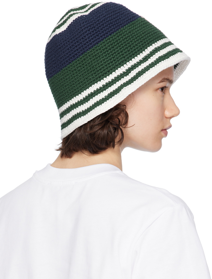 Casablanca Navy & Green Cotton Crocheted Beach Hat Casablanca