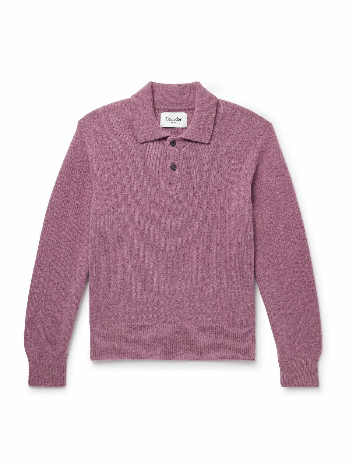 Corridor - Baby Alpaca-Blend Polo Sweater - Purple