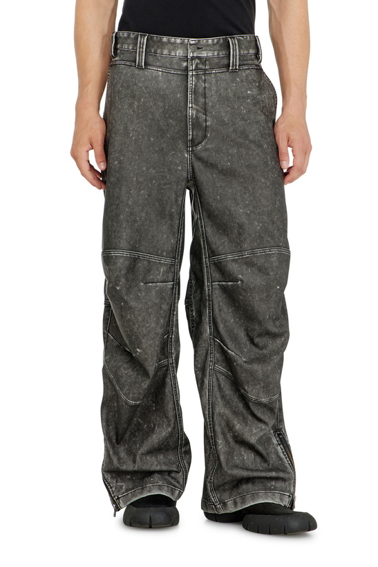 Photo: Diesel Pants in distressed-effect bonded material - Pants Mens in Grey