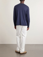 Hartford - Garment-Dyed Lyocell and Cotton-Blend Jersey Henley Shirt - Blue