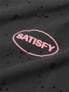 Satisfy - Distressed Logo-Print MothTech™ Organic Cotton-Jersey Tank Top - Black