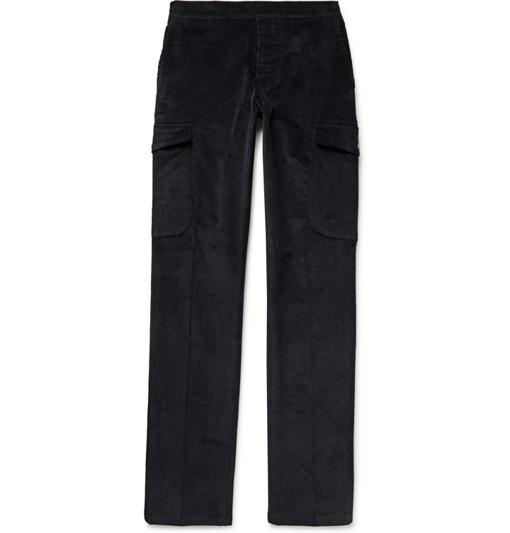 Photo: Thom Sweeney - Slim-Fit Tapered Stretch-Cotton Corduroy Cargo Trousers - Blue