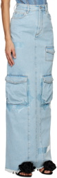 GCDS Blue Ultracargo Denim Maxi Skirt