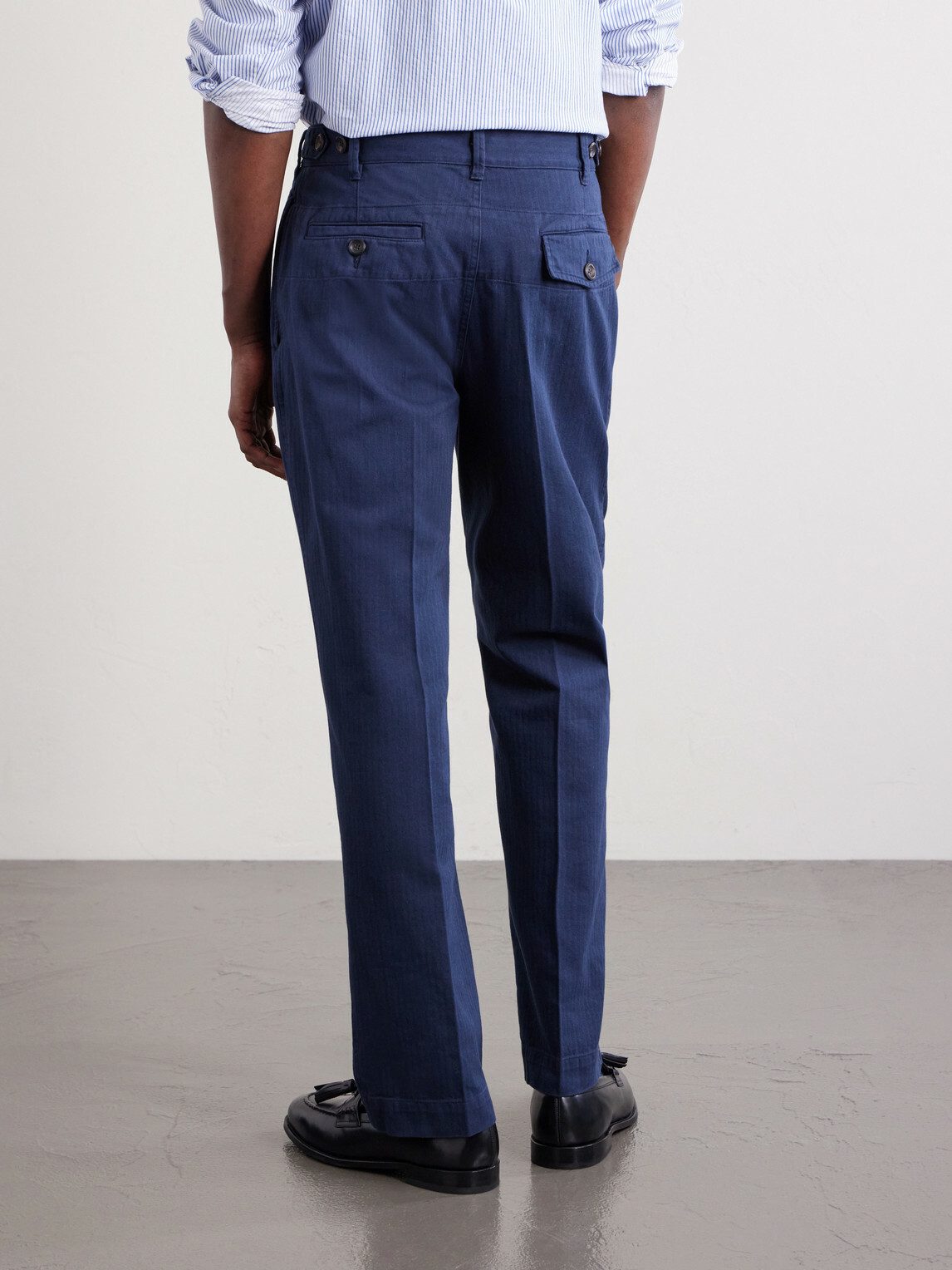 Drake's - Games Straight-Leg Herringbone Cotton Suit Trousers - Blue