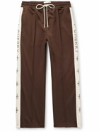 CHERRY LA - Straight-Leg Embellished Striped Tech-Jersey Track Pants - Brown