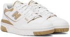 New Balance White & Tan 550 Sneakers