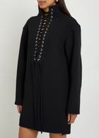 Khaite Lee Lace-up Crepe Mini Dress Black
