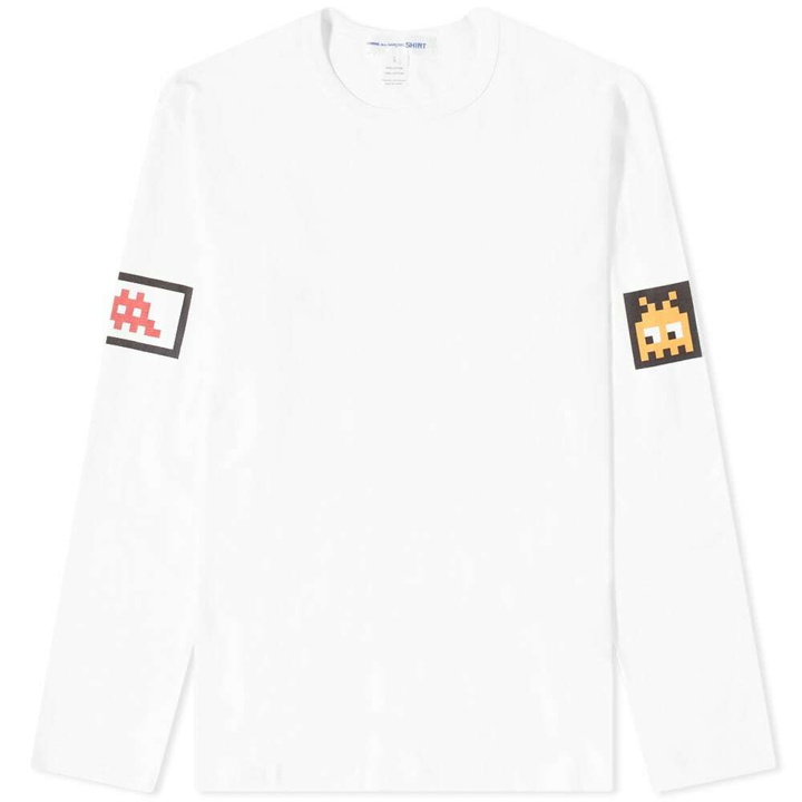 Photo: Comme des Garçons SHIRT Men's Long Sleeve Invader Graphic Tee in White