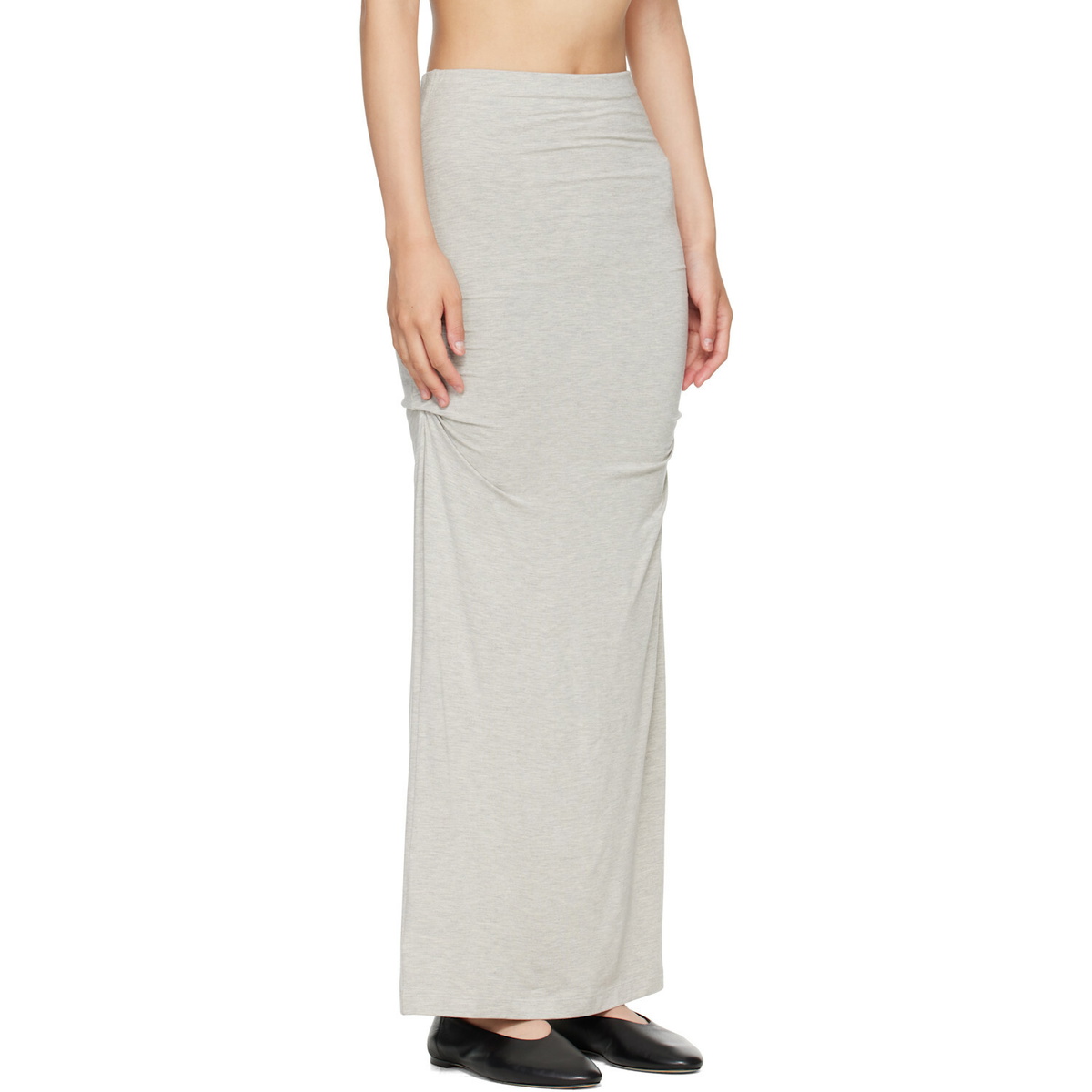 TOTEME Gray Draped Jersey Maxi Skirt
