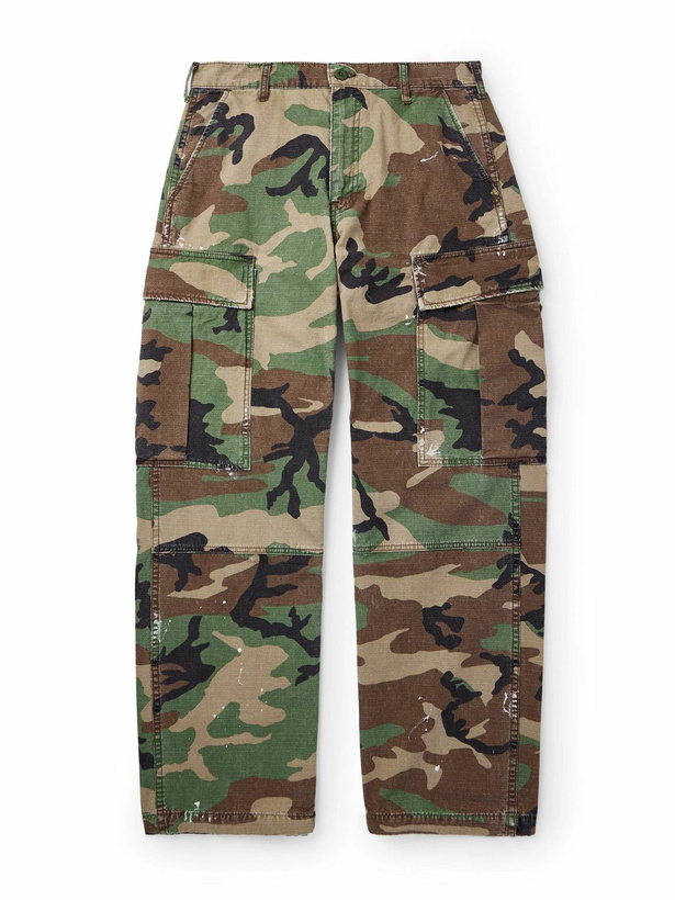 Photo: Cherry Los Angeles - Wide-Leg Camouflage-Print Cotton-Twill Cargo Trousers - Green
