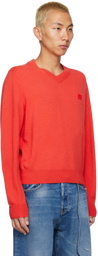 Acne Studios Red Embroidered V-Neck