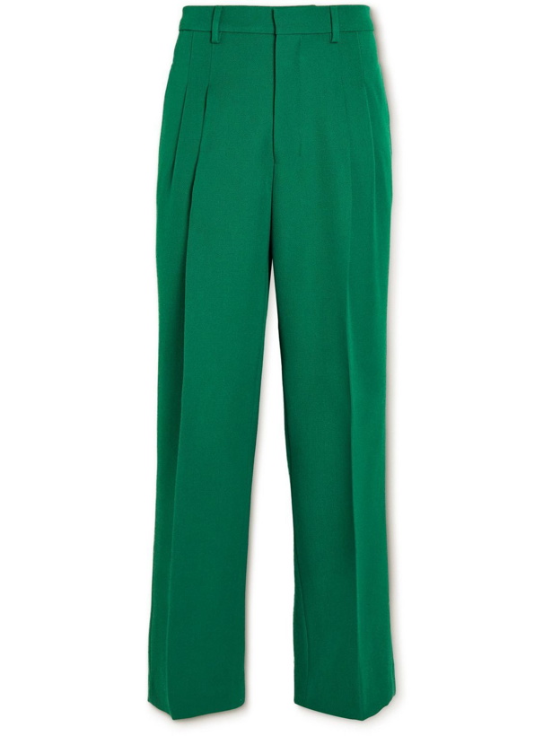 Photo: AMI PARIS - Wide-Leg Pleated Wool-Gabardine Trousers - Unknown