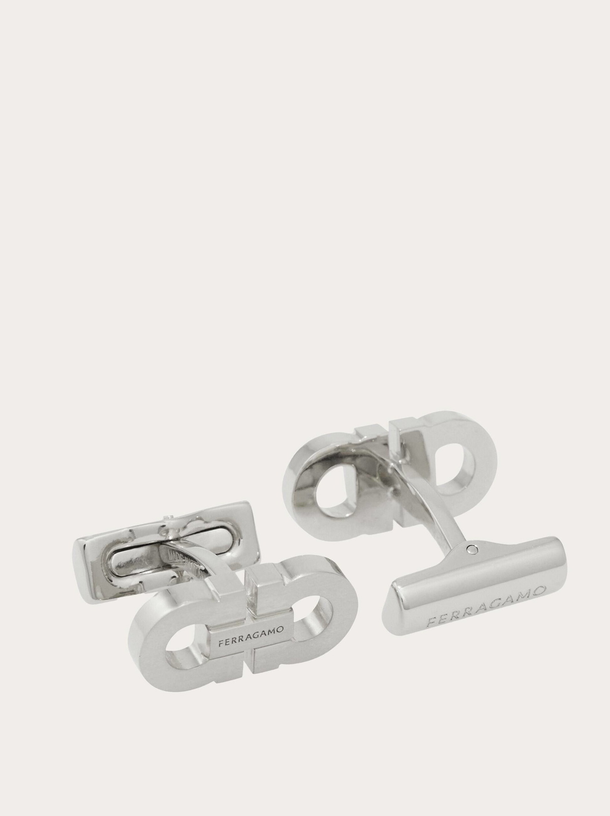 Ferragamo Mens Double Gancini cufflinks in Silver