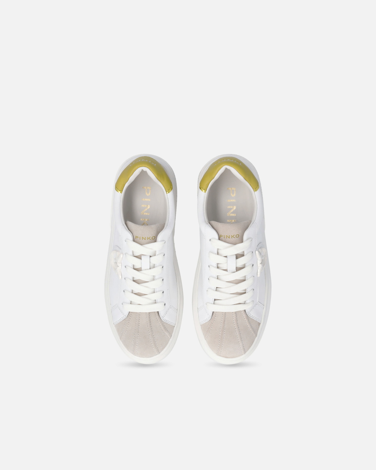 Pinko Sneakers With Platform Sole And Coloured Heel White/Lime