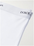 DOLCE & GABBANA - Ribbed Cotton Boxer Briefs - White - 3