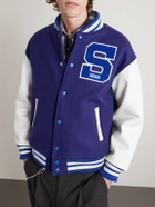 SAINT MXXXXXX - SEGA Wool-Blend and Leather Varsity Jacket - Blue