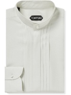 TOM FORD - Nehru-Collar Pleated Silk-Blend Shirt - Neutrals