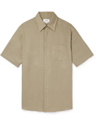 Dunhill - Logo-Embroidered Linen Shirt - Neutrals