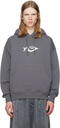 Y-3 Gray French Terry Liquid Logo Hoodie