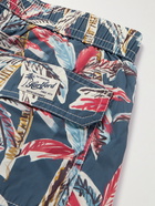 Hartford - Mid-Length Printed Swim Shorts - Blue