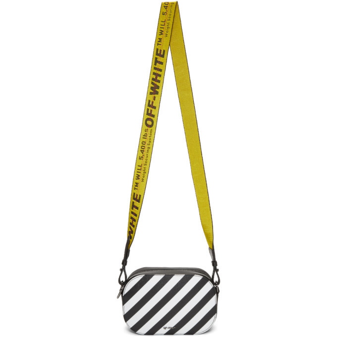 OFF-WHITE: Off White Diag bag in saffiano leather with diagonal print -  Black