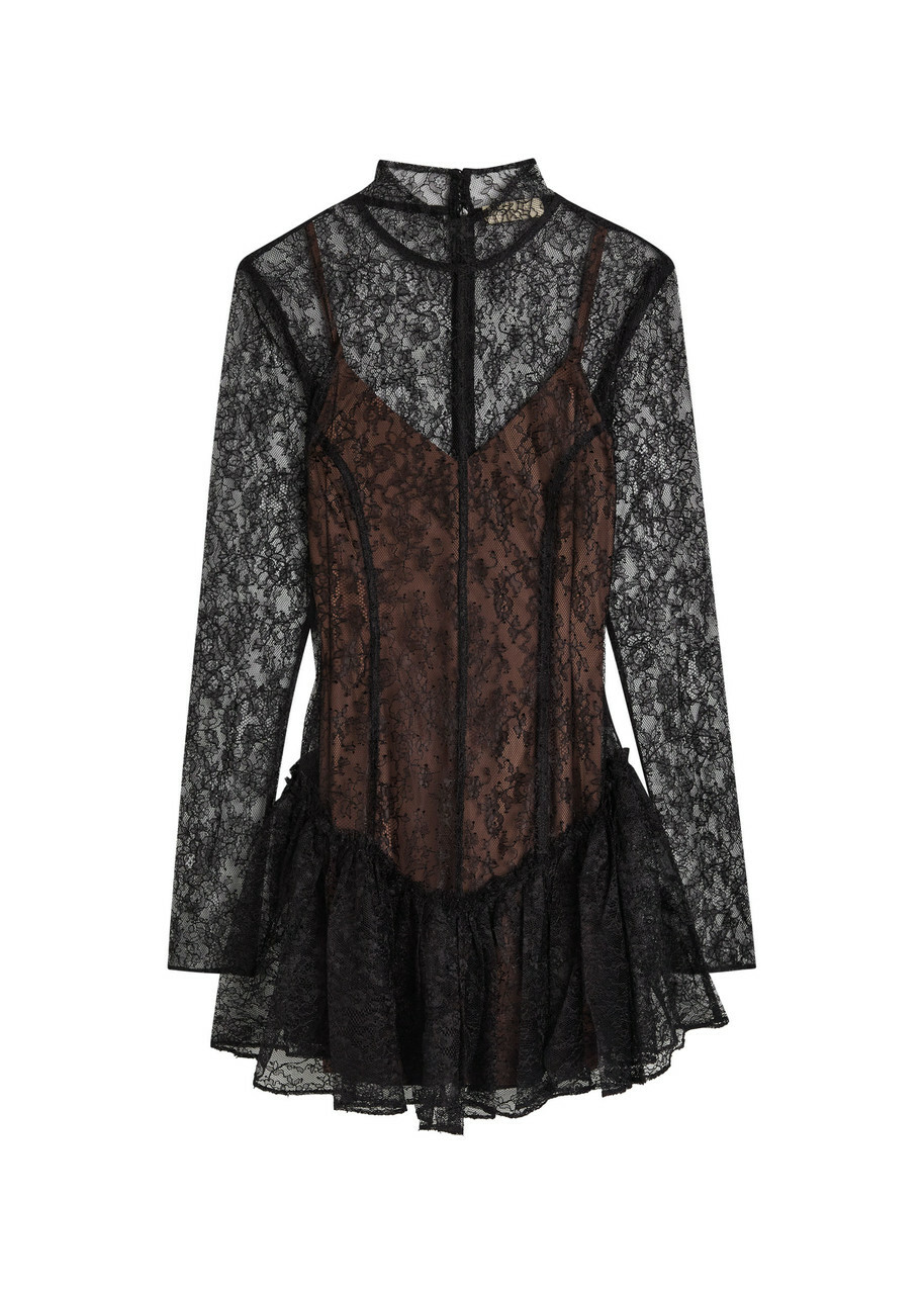 DE LA Vali Brisa Lace Mini Dress Black