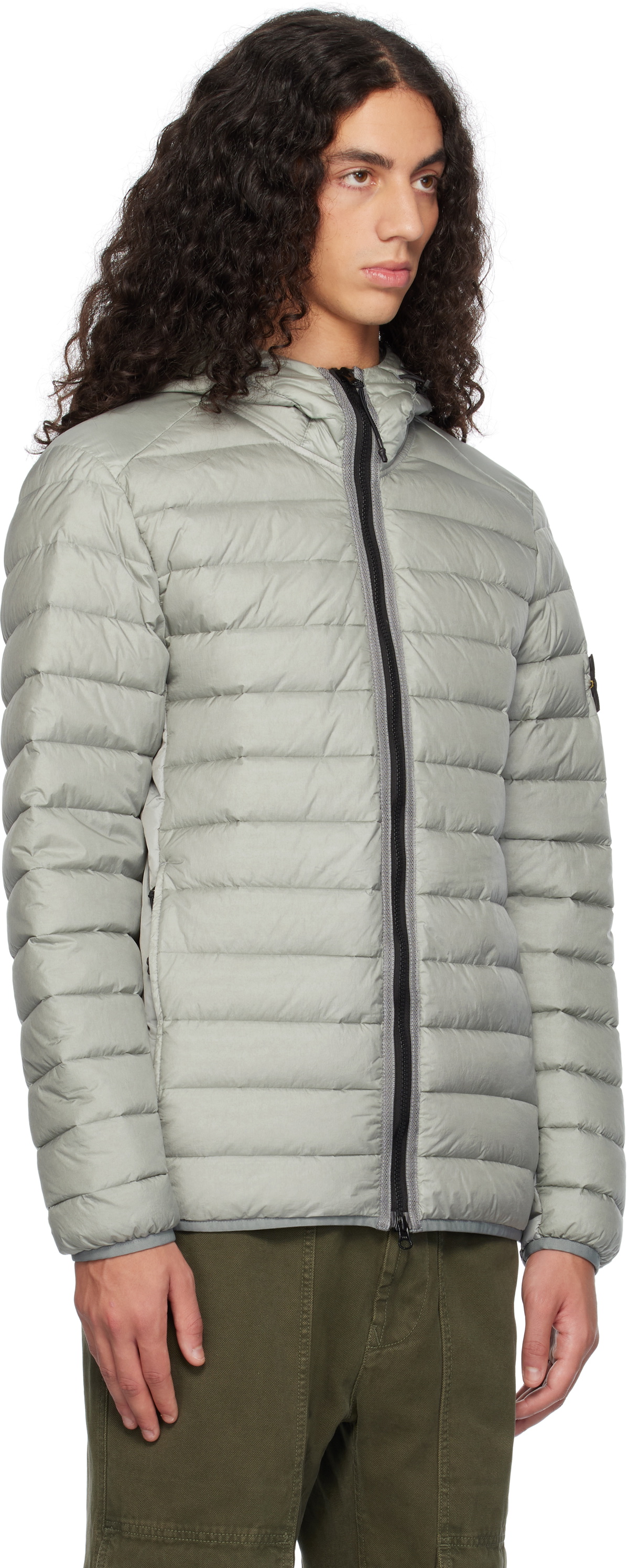 Stone Island Gray 40324 Loom Woven Chambers Down Jacket Stone Island